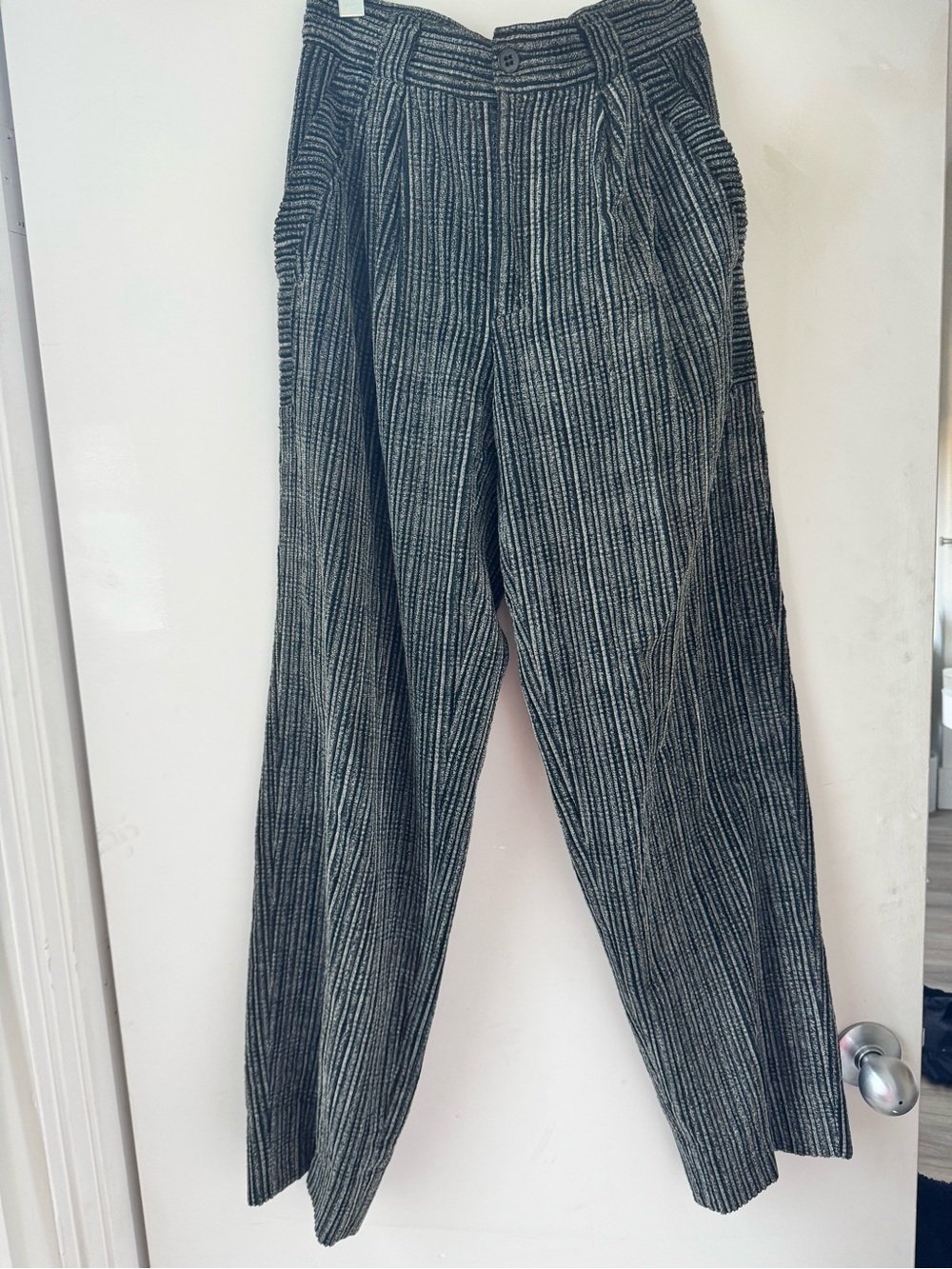 Gianni Versace vintage Black & Gray Pinstripe corduroy Pants. Unisex